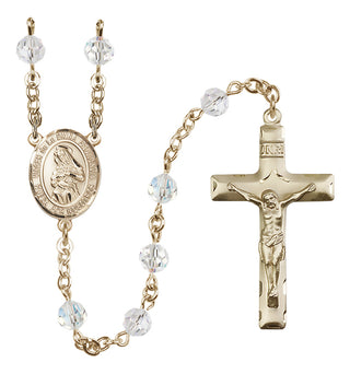 14 Karat Gold 6mm Austrian Crystal Virgen de la Divina Providencia Rosary in Crystal