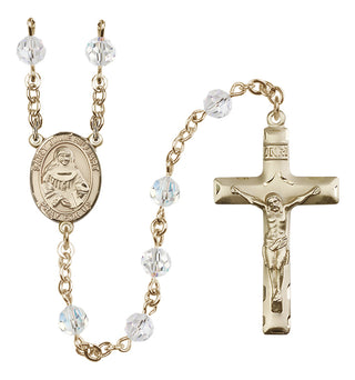 14 Karat Gold 6mm Austrian Crystal Saint Julie Billiart Rosary in Crystal