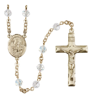 14 Karat Gold 6mm Austrian Crystal Lord Is My Shepherd Rosary in Crystal