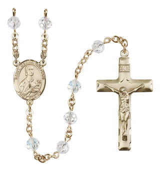 14 Karat Gold 6mm Austrian Crystal Saint Gemma Galgani Rosary in Crystal
