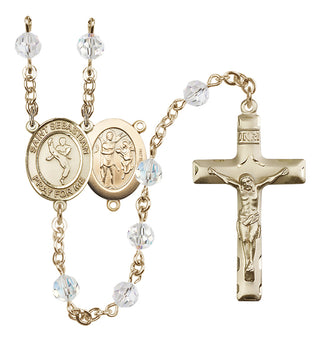 14 Karat Gold 6mm Austrian Crystal Saint Sebastian/Martial Arts Rosary in Crystal