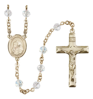 14 Karat Gold 6mm Austrian Crystal Saint Bruno Rosary in Crystal