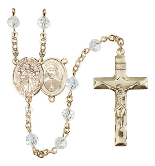 14 Karat Gold 6mm Austrian Crystal Divine Mercy Rosary in Crystal