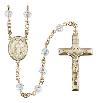 14 Karat Gold 6mm Austrian Crystal Saint Juliana of Cumae Rosary in Crystal