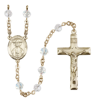 14 Karat Gold 6mm Austrian Crystal Saint Andrew Kim Taegon Rosary in Crystal