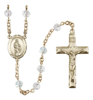 14 Karat Gold 6mm Austrian Crystal Saint Anne Rosary in Crystal