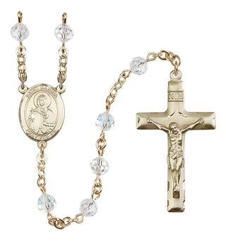 14 Karat Gold 6mm Austrian Crystal Saint Marina Rosary in Crystal