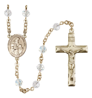 14 Karat Gold 6mm Austrian Crystal Saint Margaret of Scotland Rosary in Crystal