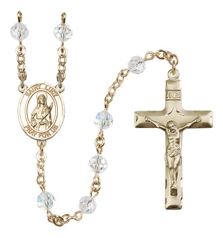 14 Karat Gold 6mm Austrian Crystal Saint Lucy Rosary in Crystal