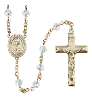14 Karat Gold 6mm Austrian Crystal Blessed John Henry Newman Rosary in Crystal
