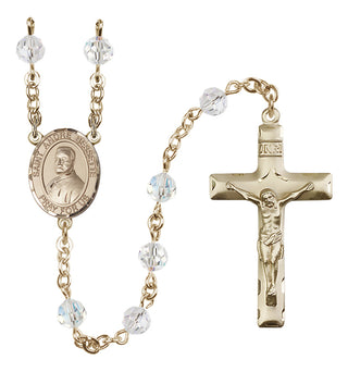14 Karat Gold 6mm Austrian Crystal Saint Andre Bessette Rosary in Crystal