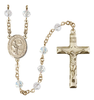 14 Karat Gold 6mm Austrian Crystal Saint Claude de la Colombiere Rosary in Crystal