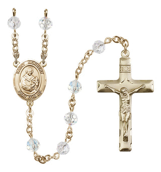 14 Karat Gold 6mm Austrian Crystal Saint Norbert of Xanten Rosary in Crystal