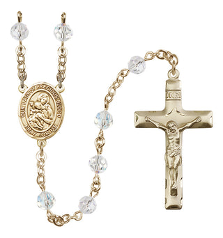 14 Karat Gold 6mm Austrian Crystal Our Lady of the Precious Blood Rosary in Crystal