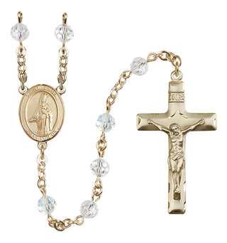 14 Karat Gold 6mm Austrian Crystal Saint Emma Uffing Rosary in Crystal