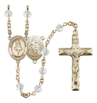 14 Karat Gold 6mm Austrian Crystal Guardian Angel/Dance Rosary in Crystal