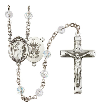 Sterling Silver 6mm Austrian Crystal Saint Brendan the Navigator/Navy Rosary in Crystal