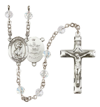 Sterling Silver 6mm Saint Christopher / Army Rosary