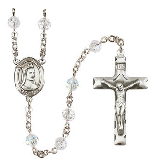 Sterling Silver 6mm Austrian Crystal Saint Elizabeth of Hungary Rosary in Crystal