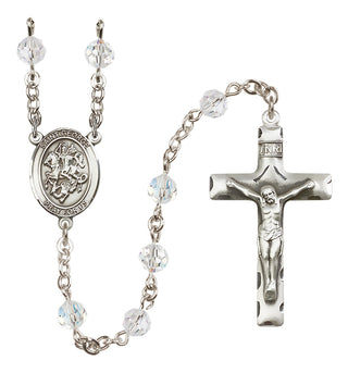 Sterling Silver 6mm Austrian Crystal Saint George Rosary in Crystal