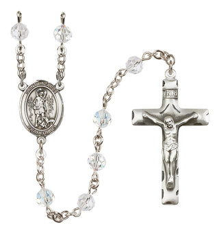 Sterling Silver 6mm Austrian Crystal Saint Lazarus Rosary in Crystal