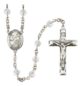 Sterling Silver 6mm Austrian Crystal Saint Luke the Apostle Rosary in Crystal