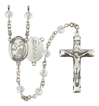 Sterling Silver 6mm Austrian Crystal Saint Luke the Apostle / Doctor Rosary in Crystal