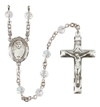 Sterling Silver 6mm Austrian Crystal Saint Maria Faustina Rosary in Crystal