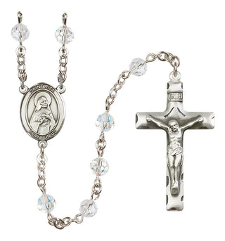 Sterling Silver 6mm Austrian Crystal Saint Rita of Cascia Rosary in Crystal