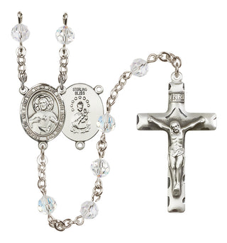 Sterling Silver 6mm Austrian Crystal Scapular Rosary in Crystal