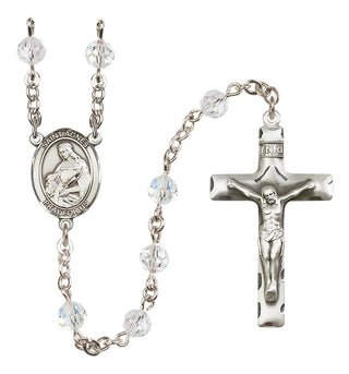 Sterling Silver 6mm Austrian Crystal Saint Agnes of Rome Rosary in Crystal