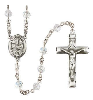 Sterling Silver 6mm Austrian Crystal Saint Jerome Rosary in Crystal