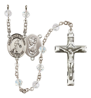 Sterling Silver 6mm Saint Christopher/Basketball Rosary