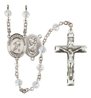 Sterling Silver 6mm Saint Christopher/Soccer  Engraved Catholic Rosaries
