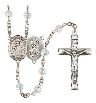 Sterling Silver 6mm Saint Christopher/Wrestling Rosary
