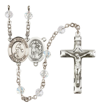 Sterling Silver 6mm Saint Sebastian/Basketball Rosary