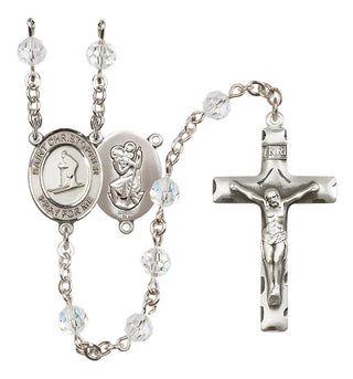 Sterling Silver 6mm Saint Christopher / Skiing Rosary