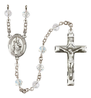 Sterling Silver 6mm Austrian Crystal Saint Augustine of Hippo Rosary in Crystal