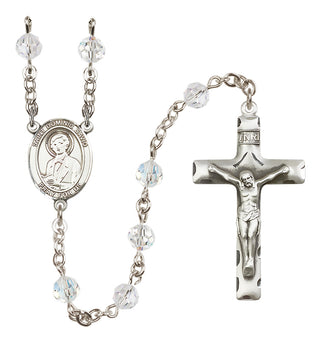 Sterling Silver 6mm Austrian Crystal Saint Dominic Savio Rosary in Crystal