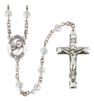 Sterling Silver 6mm Austrian Crystal Saint John Paul II Rosary in Crystal