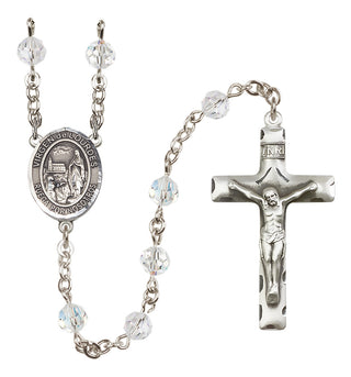 Sterling Silver 6mm Austrian Crystal Virgen del Lourdes Rosary in Crystal