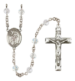 Sterling Silver 6mm Austrian Crystal Saint Peter Nolasco Rosary in Crystal