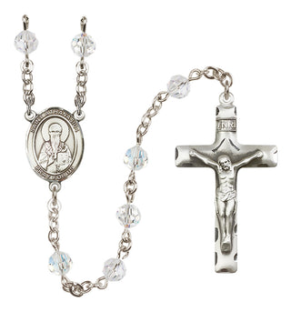 Sterling Silver 6mm Austrian Crystal Saint Athanasius Rosary in Crystal