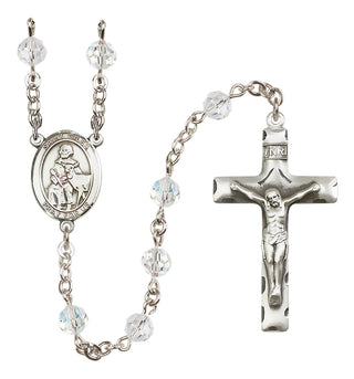 Sterling Silver 6mm Austrian Crystal Saint Giles Rosary in Crystal