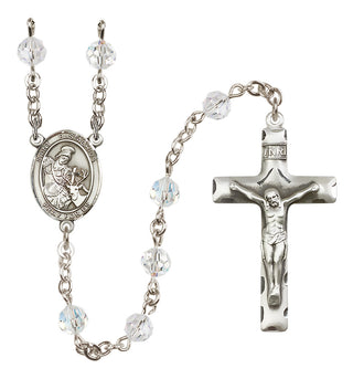Sterling Silver 6mm Austrian Crystal Saint Eustachius Rosary in Crystal