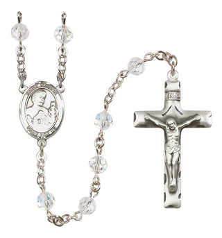 Sterling Silver 6mm Austrian Crystal Saint Kieran Rosary in Crystal