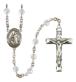 Sterling Silver 6mm Austrian Crystal Saint Raymond of Penafort Rosary in Crystal
