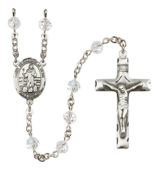 Sterling Silver 6mm Austrian Crystal Saint Bernadine of Sienna Rosary in Crystal