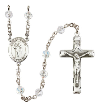 Sterling Silver 6mm Austrian Crystal Saint Columbkille Rosary in Crystal
