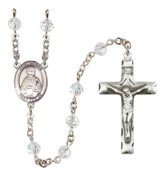 Sterling Silver 6mm Austrian Crystal Saint Gerald Rosary in Crystal